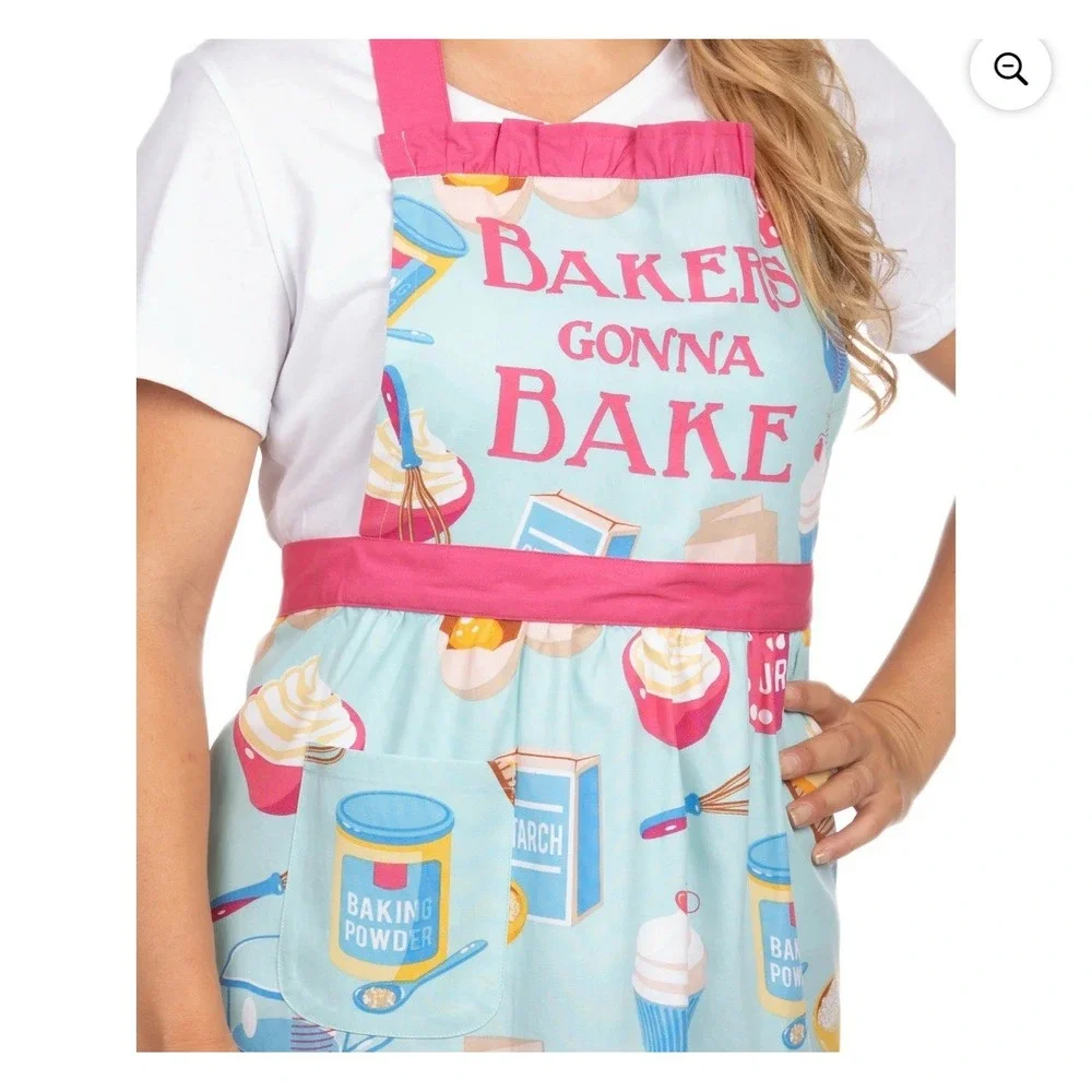 NWT Bakers Gonna Bake Pantry Apron Cupcakes Baking Pink Ruffle One‎ Size
